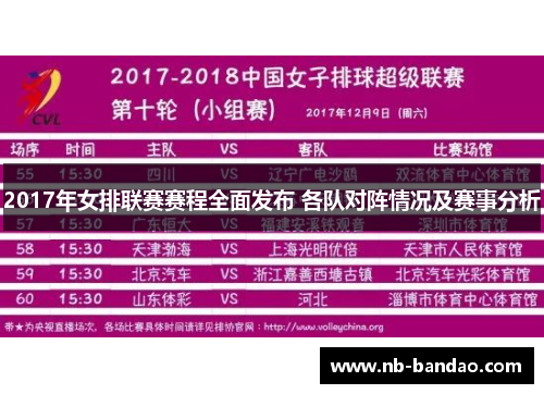 2017年女排联赛赛程全面发布 各队对阵情况及赛事分析