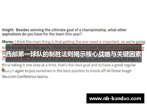 西部第一球队的制胜法则揭示核心战略与关键因素